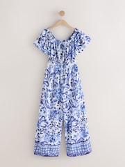 បោះពុម្ពផ្កាពណ៌ស/ខៀវ - អាវក្រៅស្មា - រូបភាព 7 នៃ 9