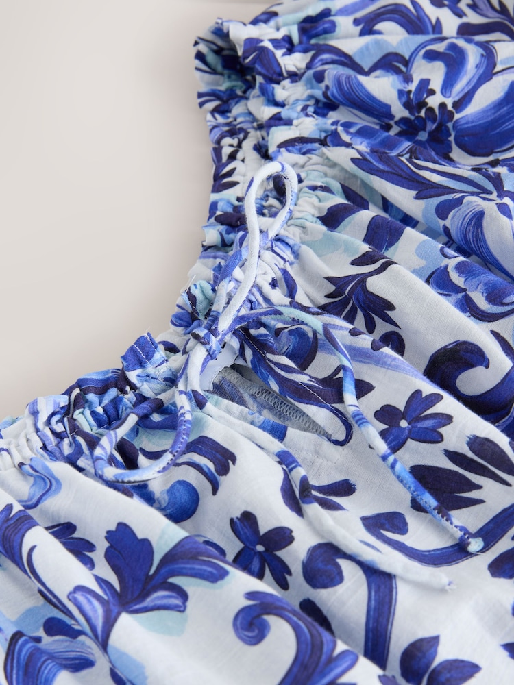 បោះពុម្ពផ្កាពណ៌ស/ខៀវ - អាវក្រៅស្មា - រូបភាព 9 នៃ 9 បោះពុម្ពផ្កាពណ៌ស/ខៀវ - អាវក្រៅស្មា - រូបភាព 9 នៃ 9