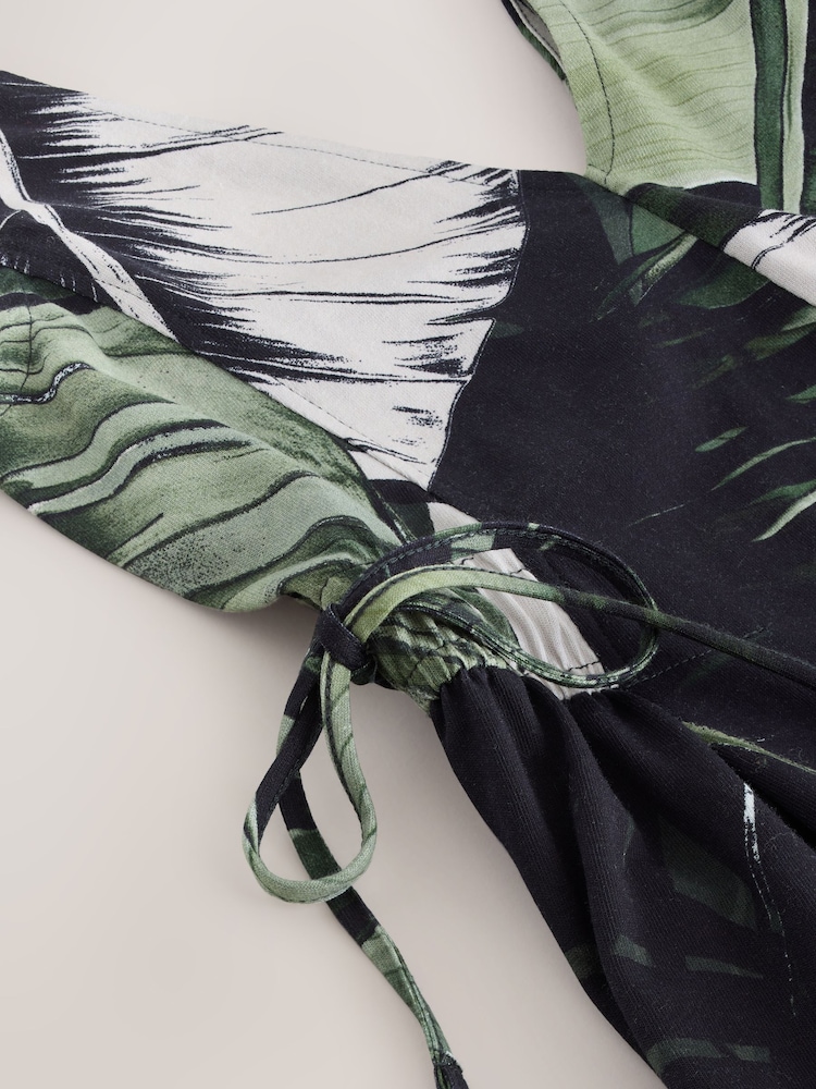 Black/Green Jersey V-Neck jumpsuit - Image 2 of 3