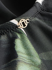 Black/Green Leaf Twist Scoop Tummy Control Swimsuit - Image 9 of 9