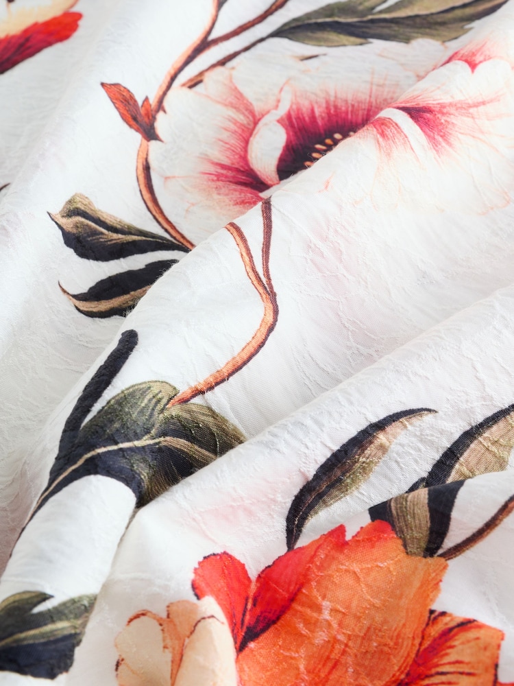 Cream/Red Floral Summer Frill Midi Slip Dress - Image 8 of 8