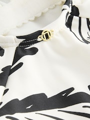 Palmera en negro/crema - Bañador con Control de Abdomen y Lateral Fruncido - Imagen 7 de 8