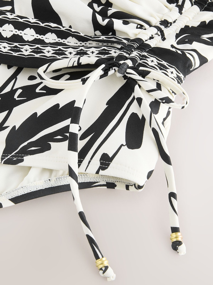 Palmera en negro/crema - Bañador con Control de Abdomen y Lateral Fruncido - Imagen 8 de 8