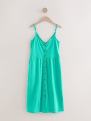 Verde aguamarina - Vestido a media pierna de punto con botones - Imagen 5 de 7