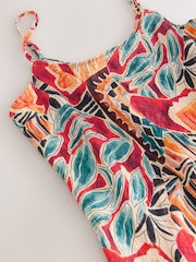 Rot/Palmenprint - Sommerliches Midi-Trägerkleid - Bild 7 von 8