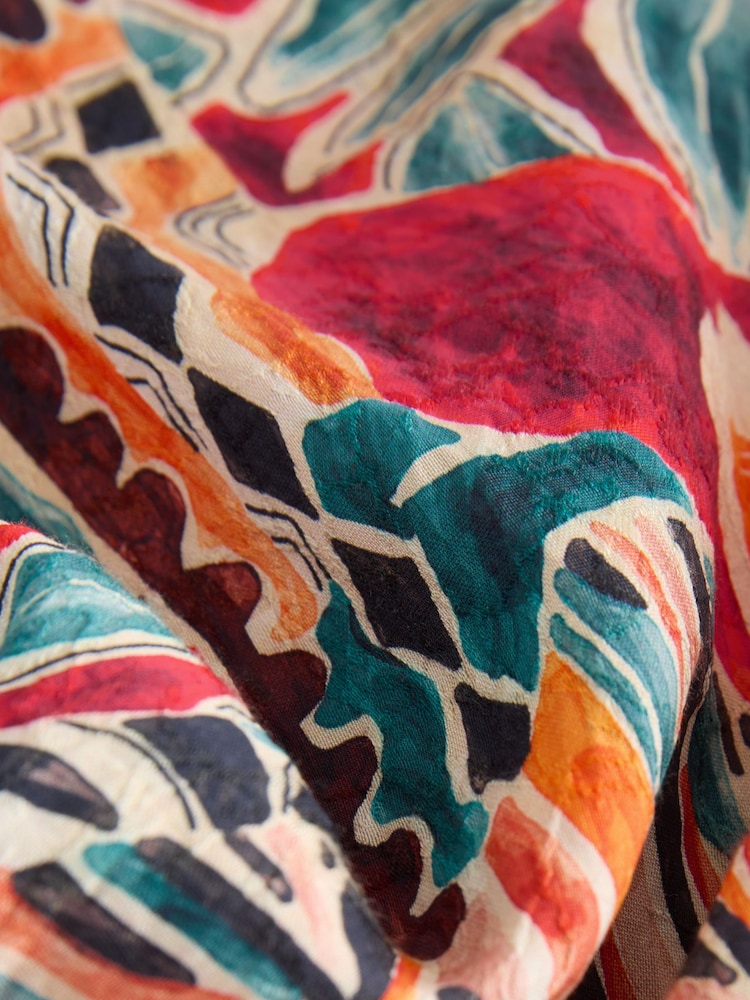 Rot/Palmenprint - Sommerliches Midi-Trägerkleid - Bild 8 von 8