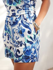 Bleu/blanc à fleurs - Combinaison bandeau en jersey - Image 4 de 7