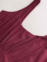 Dunkellila - Tailliertes Sommer-Midikleid aus Jersey - Bild 7 von 8