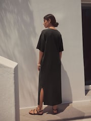 Black Jersey Twist T-Shirt Summer Dress - Image 3 of 3