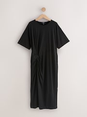 Schwarz - Sommerliches Jersey-T-Shirt-Kleid mit gedrehtem Design - Bild 6 von 8