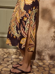 Negro/verde con diseño de cachemira - Vestido de verano de tirantes a media pierna - Imagen 5 de 8