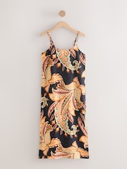 Negro/verde con diseño de cachemira - Vestido de verano de tirantes a media pierna - Imagen 6 de 8