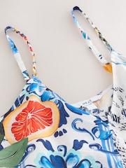 Blau/Weiß Zitronenprint - Weites Maxikleid - Bild 7 von 8