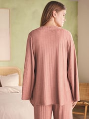 B by Ted Baker Pink Marl Viscose Blend Lounge Cardigan - Image 4 of 5