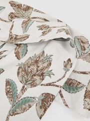 Reiss Ivory Jess Sculpted Off-Shoulder Floral Mini Dress Linen-Cotton - Image 6 of 6