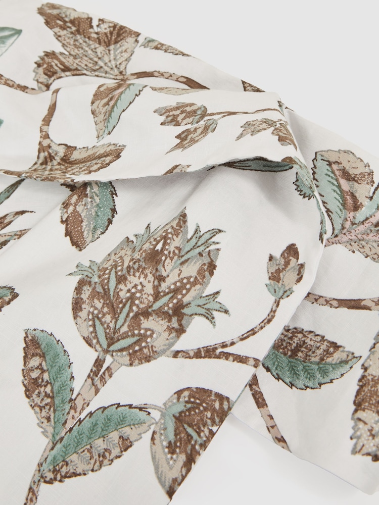 Reiss Ivory Jess Sculpted Off-Shoulder Floral Mini Dress Linen-Cotton - Image 6 of 6