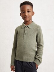 Reiss Sage Green Deansgate 9-13 yrs Wool And Cashmere Polo Jumper - Image 1 of 4
