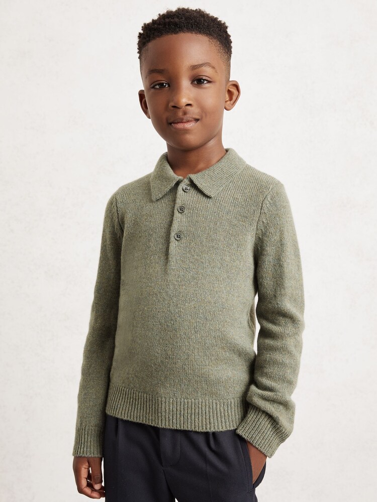 Reiss Sage Green Deansgate 9-13 yrs Wool And Cashmere Polo Jumper - Image 1 of 4