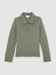 Reiss Sage Green Deansgate 9-13 yrs Wool And Cashmere Polo Jumper - Image 2 of 4