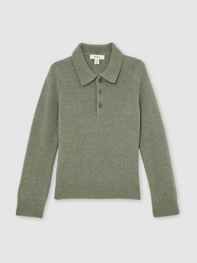 Reiss Sage Green Deansgate 9-13 yrs Wool And Cashmere Polo Jumper - Image 2 of 4