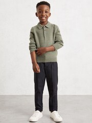Reiss Sage Green Deansgate 9-13 yrs Wool And Cashmere Polo Jumper - Image 3 of 4