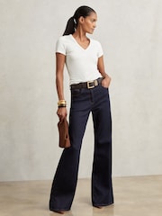 Reiss White Leia Stretch-Cotton V-Neck T-Shirt - Image 3 of 6