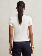 Reiss White Leia Stretch-Cotton V-Neck T-Shirt - Image 5 of 6