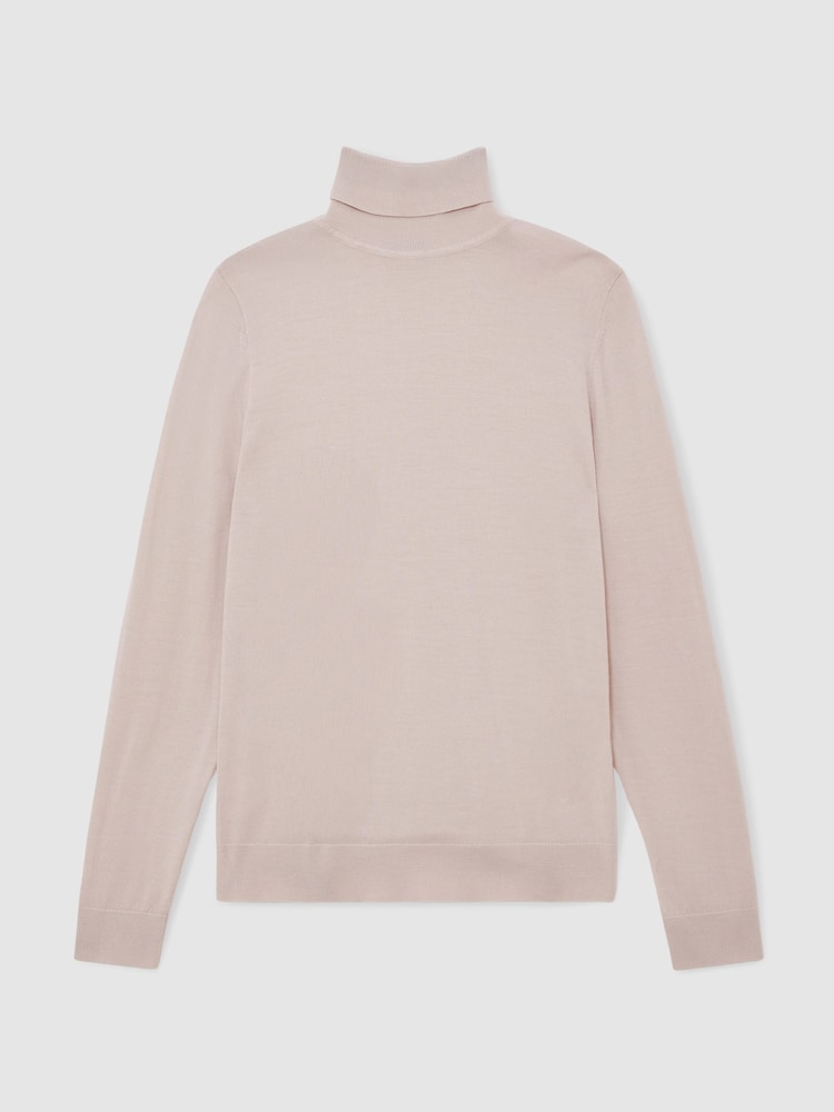 Reiss Beige Caine Merino Wool Roll-Neck Jumper - Image 2 of 6 Reiss Beige Caine Merino Wool Roll-Neck Jumper - Image 2 of 6