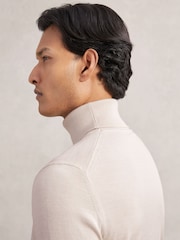 Reiss Beige Caine Merino Wool Roll-Neck Jumper - Image 4 of 6