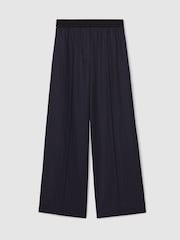 Reiss Navy Neave Petite Wool-Blend Pinstripe Wide-Leg Trousers - Image 2 of 8
