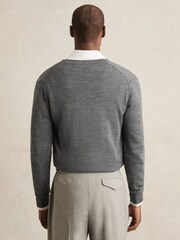 Reiss Derby Grey Melange West Merino Wool Button-Through Cardigan - Image 5 of 7