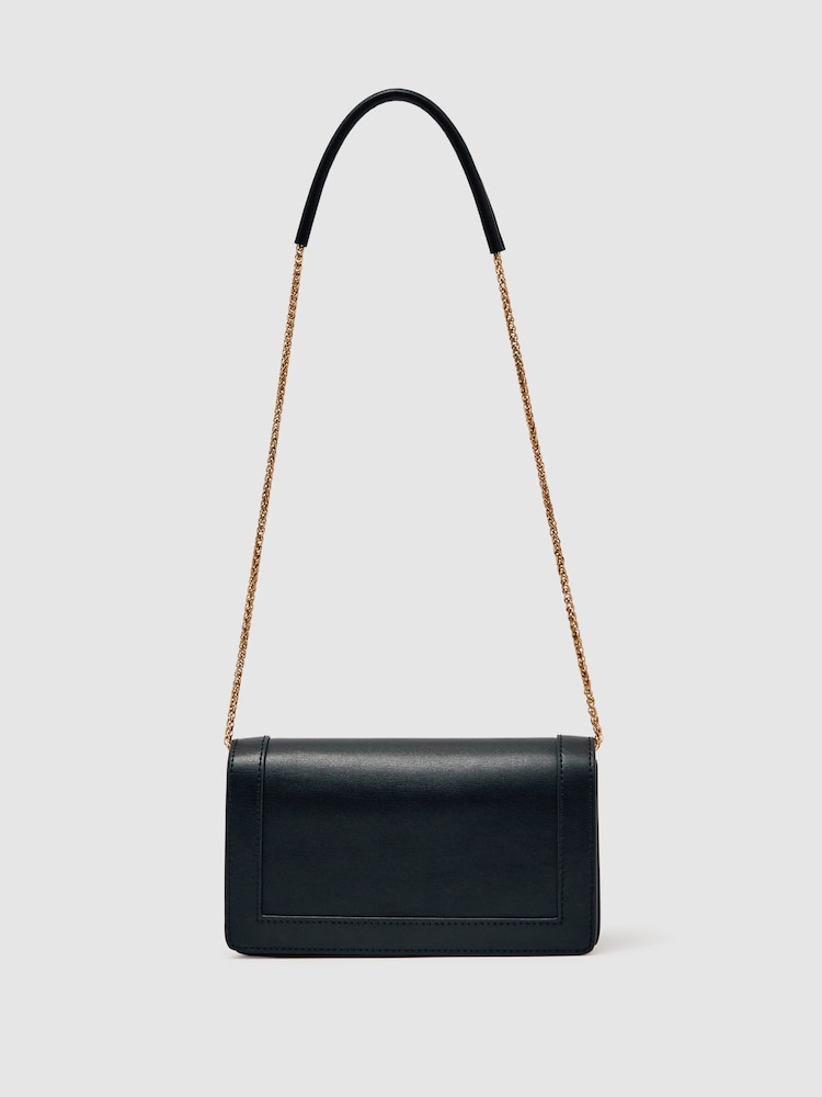Reiss Black Talia Leather Chain-Strap Shoulder Bag - Image 2 of 6