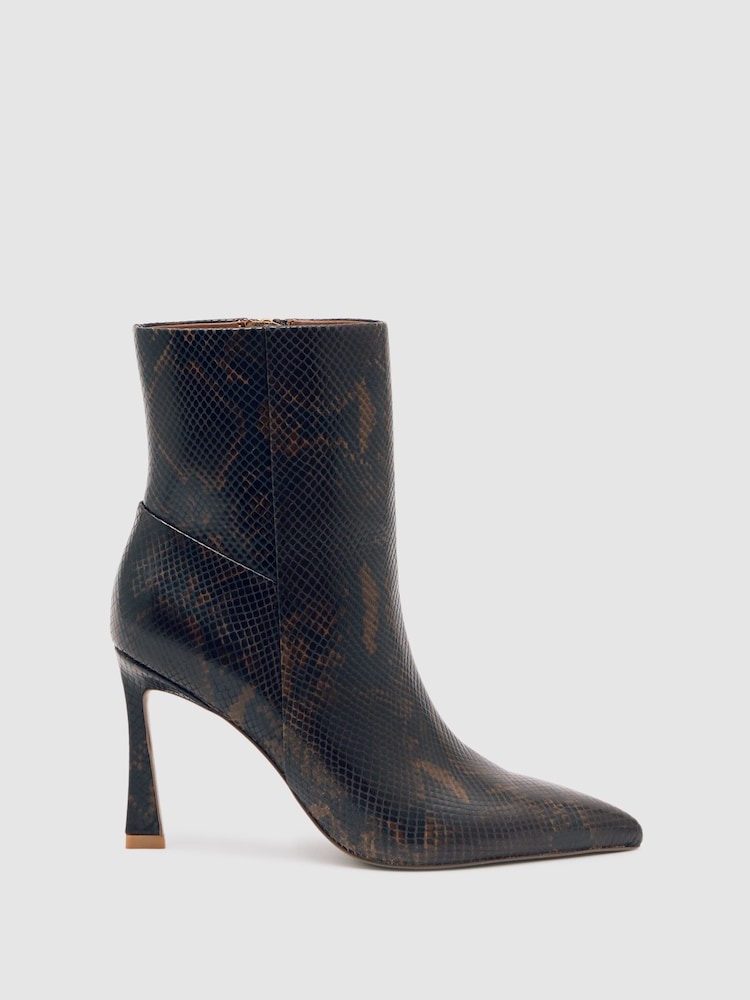 Reiss Snake Carina Knee High Leather Boots - Image 2 of 6