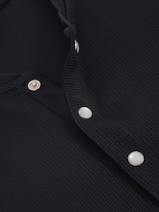 Reiss Navy Carmello Textured Grandad-Collar Henley Shirt - Image 7 of 7