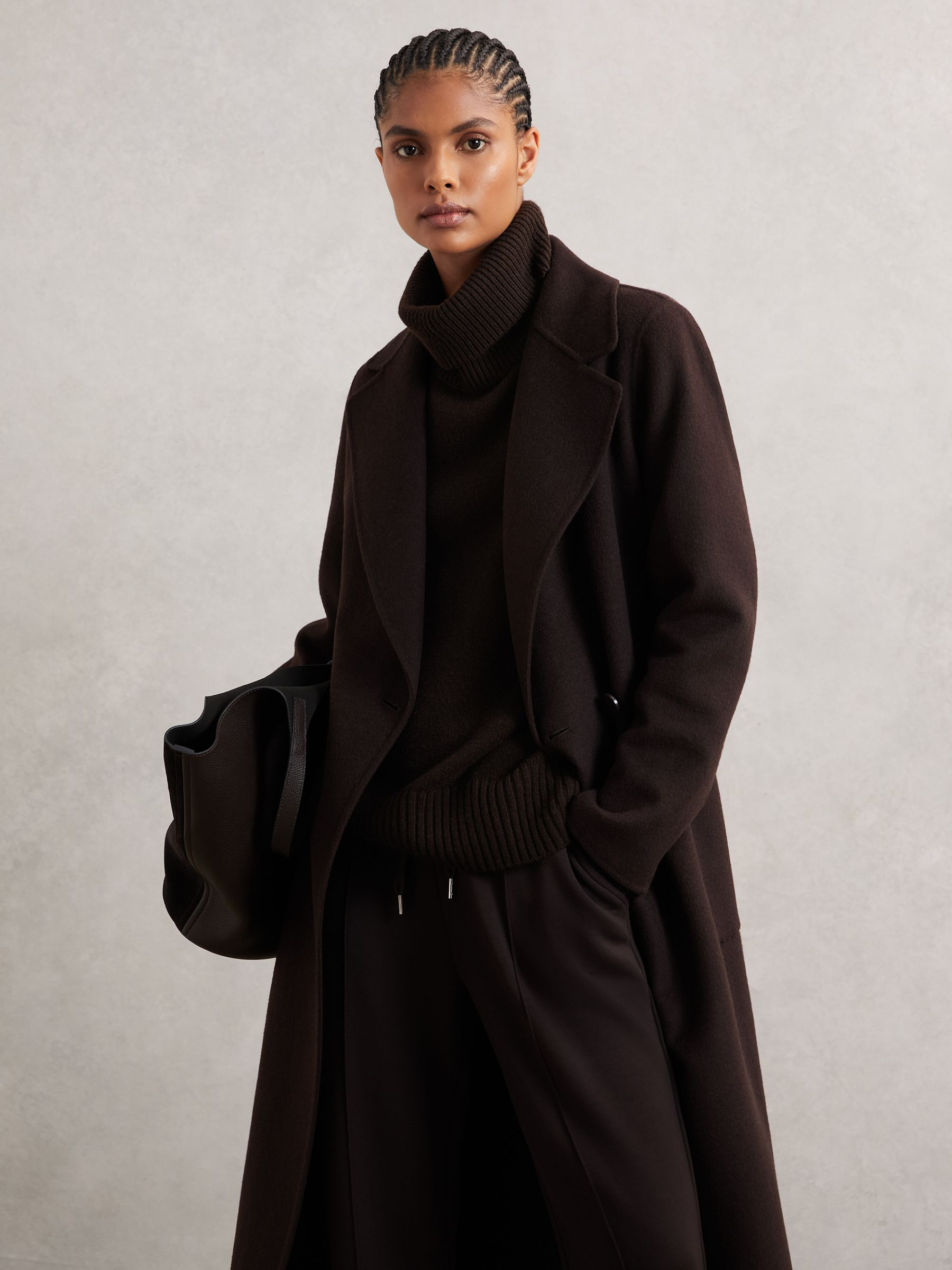 Buy Reiss Chocolate Brown Brooklyn Wool-Cashmere Roll-Neck Jumper