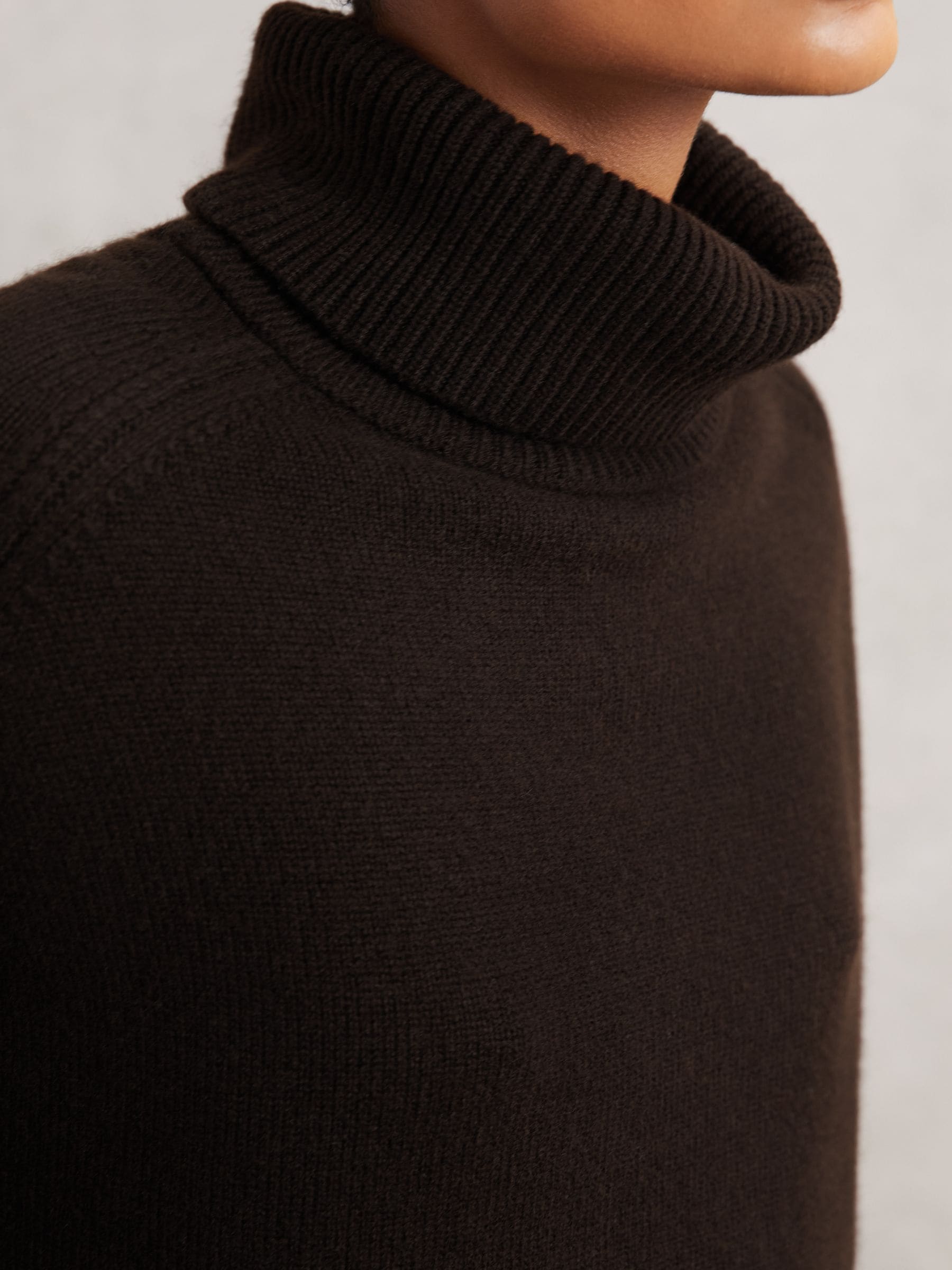 Buy Reiss Chocolate Brown Brooklyn Wool-Cashmere Roll-Neck Jumper