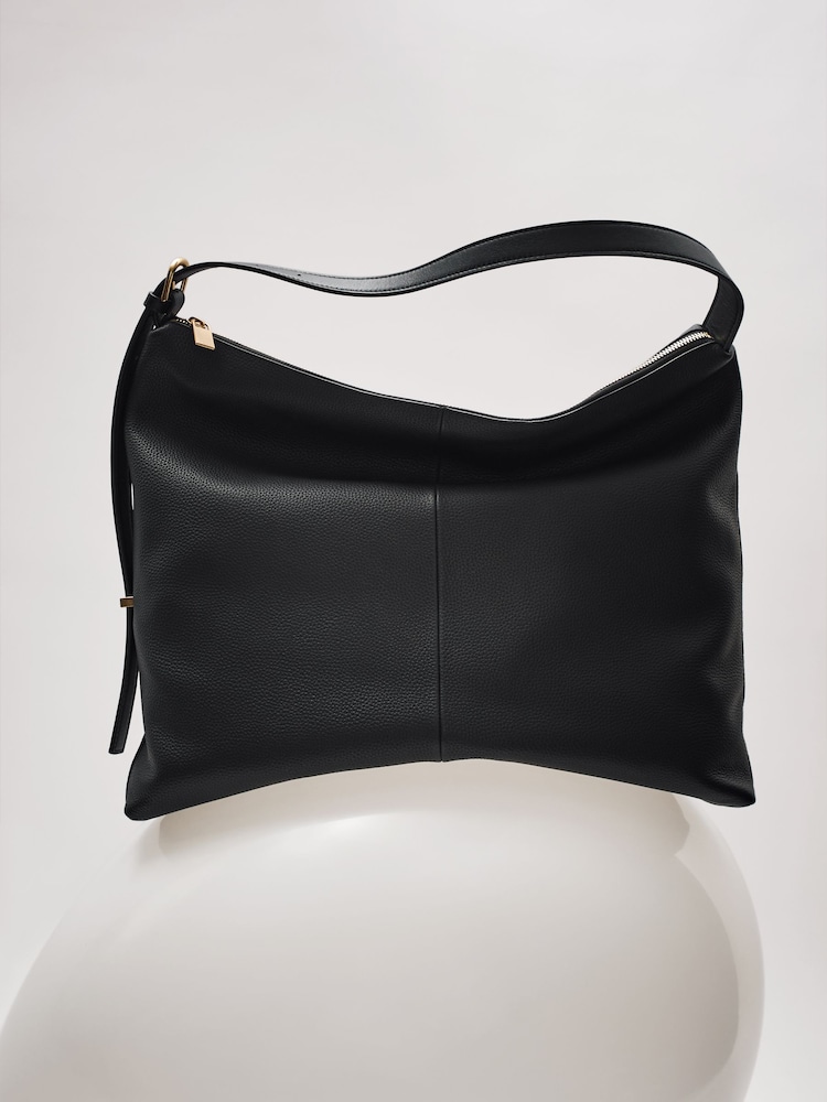 Reiss Black Vigo Grained Leather Tote Bag - Image 7 of 7