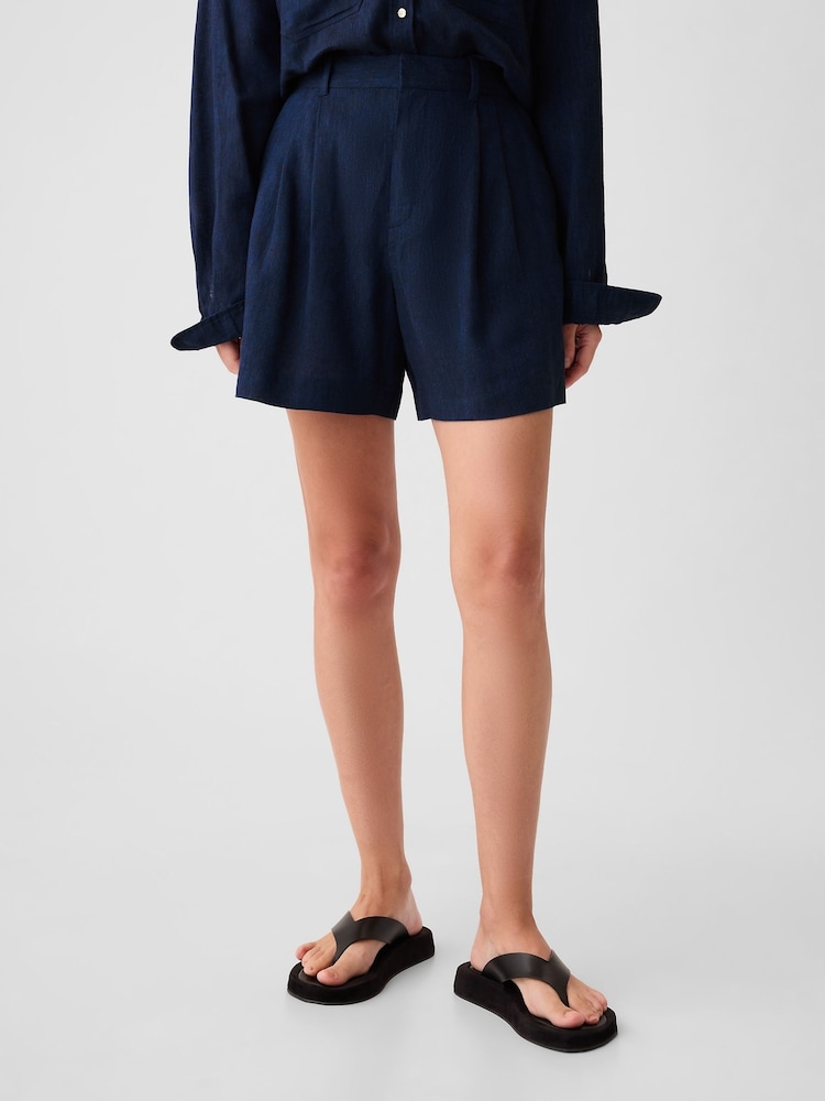 Gap Navy/Blue 4" Linen Cotton Everyday Shorts - Image 1 of 5 Gap Navy/Blue 4" Linen Cotton Everyday Shorts - Image 1 of 5