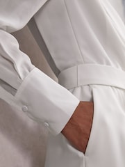 Reiss Ivory Flora Sheer-Sleeve Wide-Leg Tuxedo Jumpsuit - Image 5 of 7