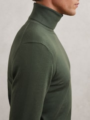 Reiss Kale Green Caine Merino Wool Roll-Neck Jumper - Image 3 of 5