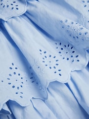 Monsoon Blue Sleeveless Broderie Tiered Dress - Image 3 of 3