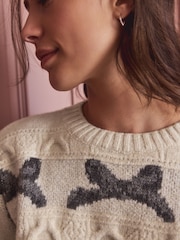 White/Black Bow Knitted Jumper - Image 7 of 11