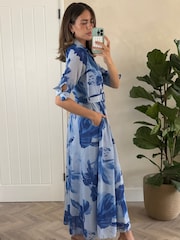 Style Cheat Blue Daphne Belted Shirt Dress - Image 3 of 5