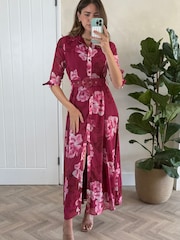 Style Cheat Pink Daphne Belted Shirt Dress - Image 1 of 4