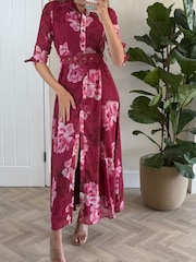 Style Cheat Pink Daphne Belted Shirt Dress - Image 3 of 4