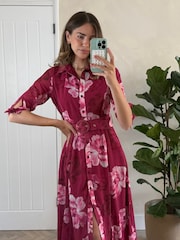 Style Cheat Pink Daphne Belted Shirt Dress - Image 4 of 4