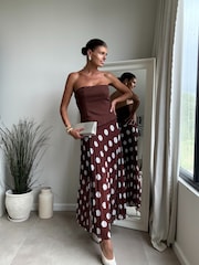 Style Cheat Brown Sybil Bandeau Pleat Dress - Image 2 of 4