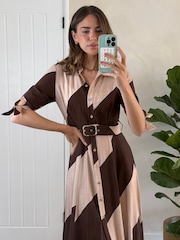 Style Cheat Brown Daphne Belted Shirt Dress - Image 3 of 4