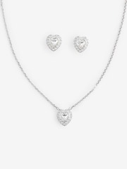 Swarovski White Ariana Grande Mixed Cuts Heart Rhodium Plated Jewellery Set - Image 1 of 1