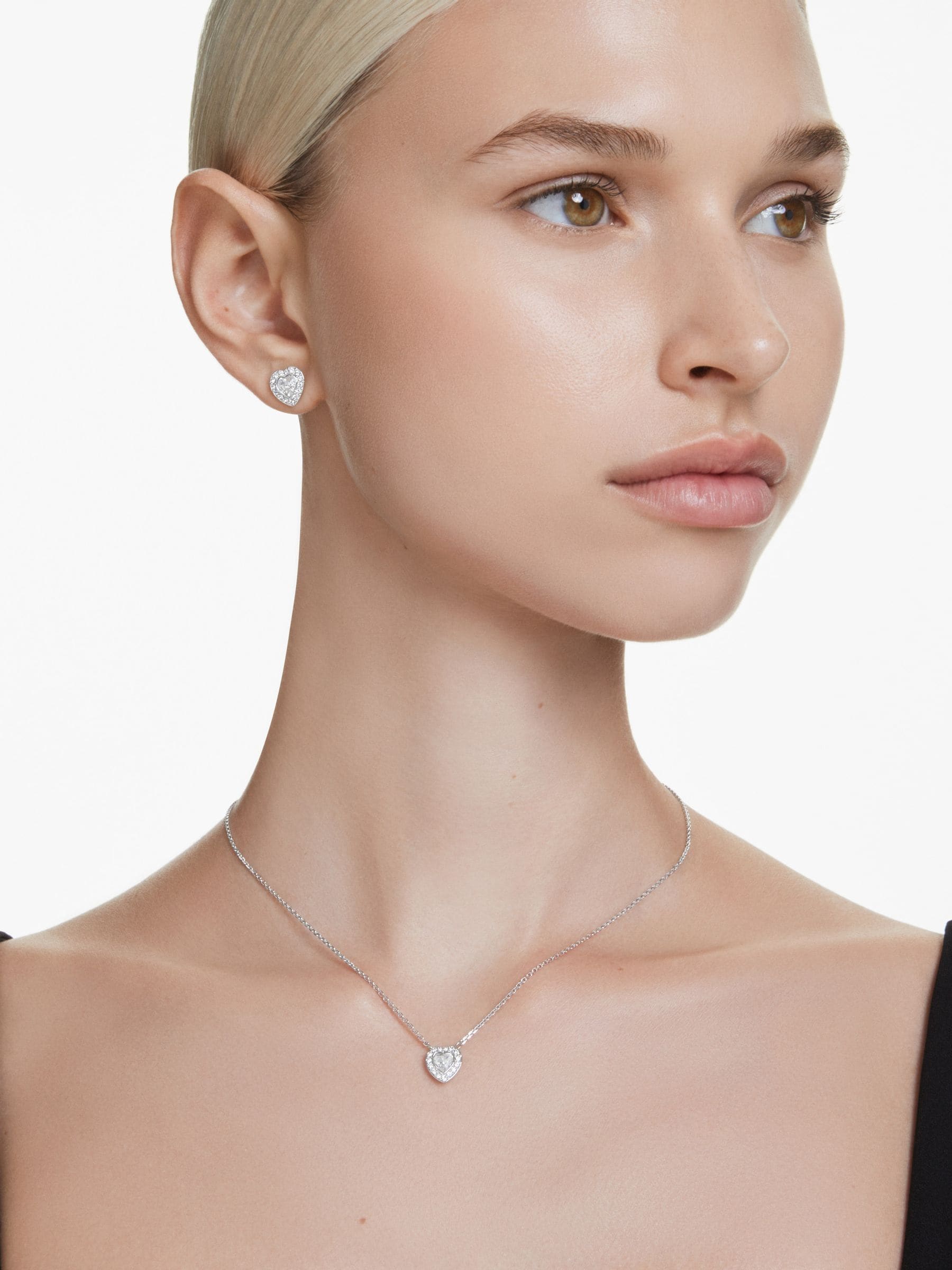 Buy Swarovski White Ariana Grande Mixed Cuts Heart Rhodium Plated